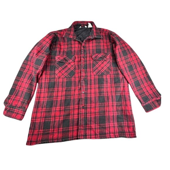WearGuard Flannel Jacket Shacket Red & Black Plaid Chores Barn XL Buffalo Check - Picture 1 of 8